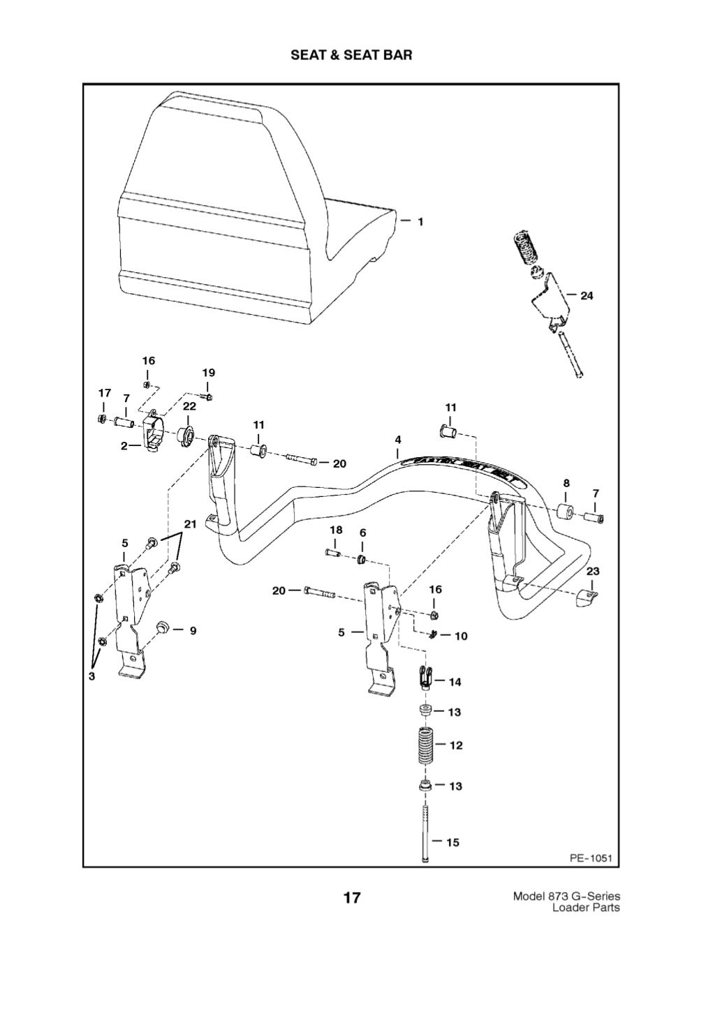 Bobcat 873 g series skid steer loader parts catalogue manual (sn 5179…