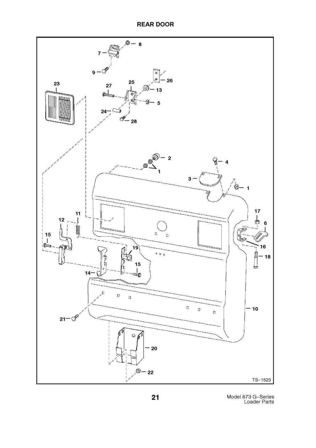Bobcat 873 g series skid steer loader parts catalogue manual (sn 5179…
