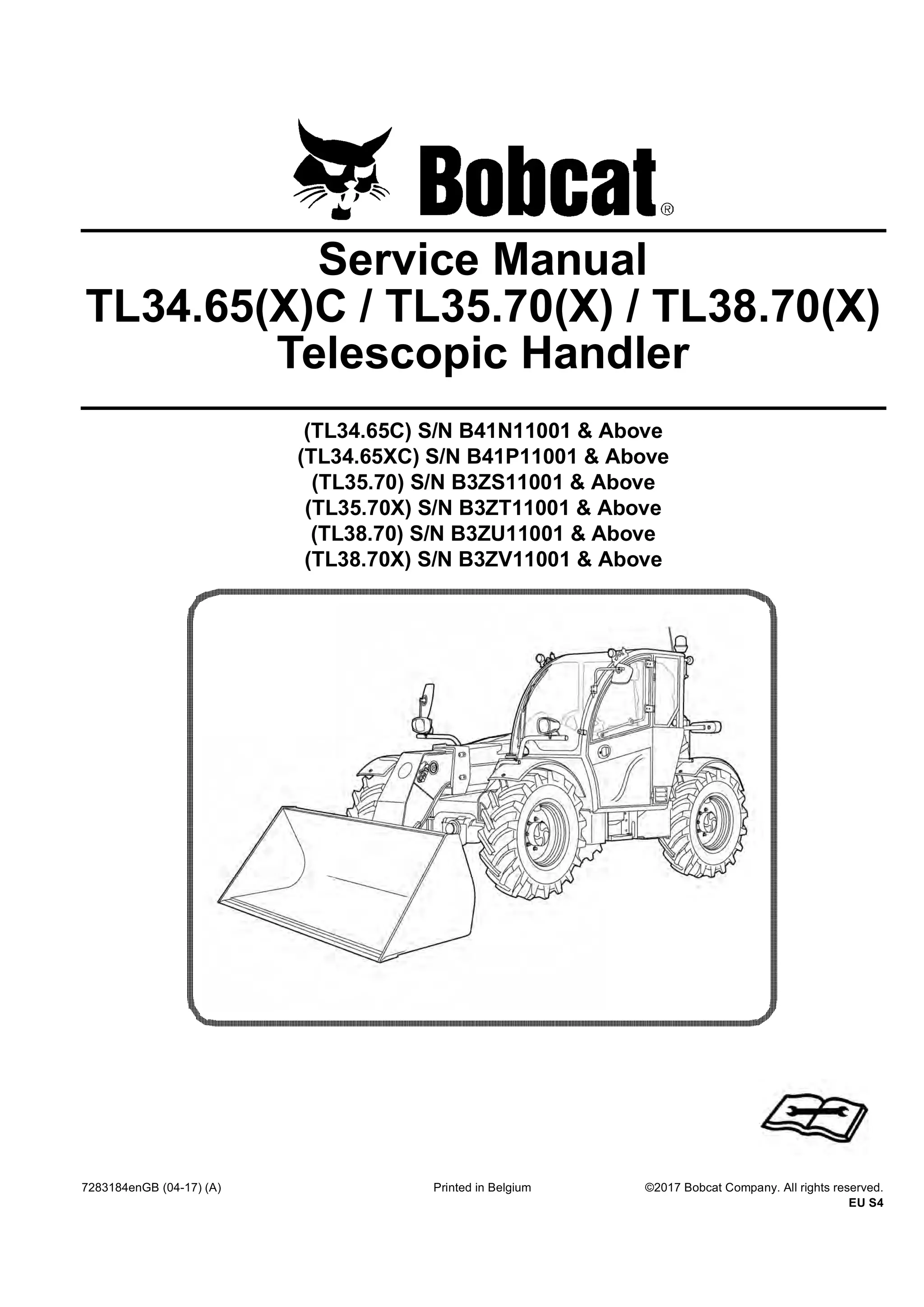 Bobcat tl38.70 telescopic handler service repair manual sn b3