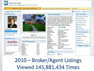 2010 – Broker/Agent Listings
 Viewed 145,881,434 Times
 