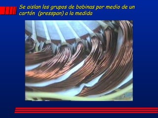 Se aislan los grupos de bobinas por medio de un cartón  (presspan) a la medida 
