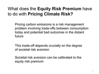 Equities pay off primarily in good states of nature
Consider a portfolio that pays off in bad states of nature
Data are from http://www.econ.yale.edu/~shiller/data.htm
9
An equally risky portfolio
long bonds and short equities earns
-310 basis points
 