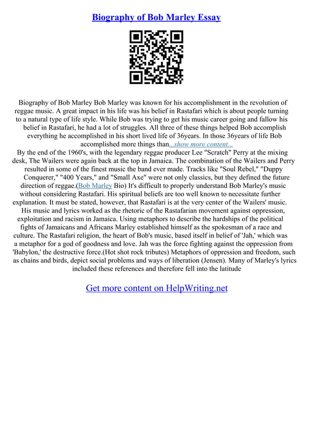Bob Marley Biography Essay | PDF