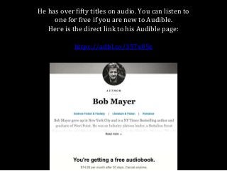 He has over fifty titles on audio. You can listen to
one for free if you are new to Audible.
Here is the direct link to hi...