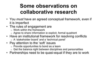 Carrying out scale-relevant collaborative research on drivers of change lessons and insight from SAFMA and other initiatives