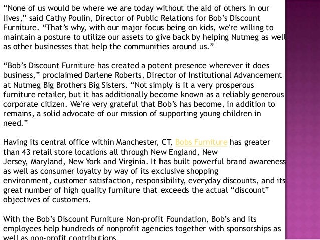 Bobs Furniture Joining Hands With Nutmeg Big Brothers Big Sisters