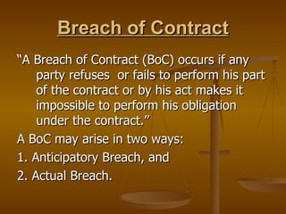 Breach of Contract ,[object Object],[object Object],[object Object],[object Object]