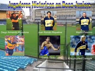Diego Armando Maradona       Juan Román Riquelme         Martín Palermo




Guillermo Barros Schelotto     Carlos Tevez        Claudio Paul Caniggia
 