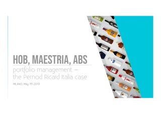 hob, maestria, abs
portfolio management –
the Pernod Ricard Italia case
MILANO, May 7th 2018
 