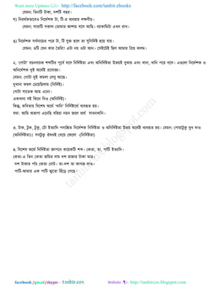 Want more Updates  http://facebook.com/tanbir.ebooks
facebook /gmail/skype: - http://tanbircox.blogspot.com
তমভন: রেনরঝ ঝাওা, ে঱রঝ ফঙয।
খ) রনযথবওবারফ঑ রনরেব঱ও ঝা, রঝ-য ফযফ঴ায রের্ী৞।
তমভন: ঳াযারঝ ঳ওার তোভায আ঱া৞ ফর঳ আরঙ। নযাওারভঝা এঔন যাঔ।
গ) রনরেব঱ও ঳ফবনারভয ঩রয ঝা, রঝ মুি ঴রর ো ঳ুরনরেবষ্ট ঴র৞ মা৞।
তমভন: ঑রঝ তমন ওায তেরয? এঝা ন৞ ঑ঝা আন। ত঳ইরঝই রঙর আভায রপ্র৞ ওরভ।
২. ‘তকাঝা’ ফঘনফাঘও ঱ব্দরঝয ঩ূরফব ফর঳ রনরেবষ্টো এফং অরনরেবষ্টো উব৞ই ফুছা৞ এফং ঔানা, ঔারন ঩রয ফর঳। এগুররা রনরেব঱ও ঑
অরনরেব঱ও েুই অরথবই প্ররমাচয।
তমভন: তকাঝা েুই ওভরা তরফু আরঙ।
েুঔানা ওম্বর তঘর৞রঙরাভ (রনরেবষ্ট)।
তকাঝা ঳ারেও আভ এরনা।
এওঔানা ফই রওরন রন঑ (অরনরেবষ্ট)।
রওন্তু, ওরফো৞ রফর঱ল অরথব ‘ঔারন’ রনরেবষ্টারথব ফযফহৃে ঴৞।
মথা- আরভ অবাকা এরনরঙ ফর঴৞া ন৞ন চরর ফযথব ঳াধনঔারন।
৩. ঝাও, ঝু ও, ঝু ওু , তঝা ইেযারে ঩োরেে রনরেব঱ও রনরেবষ্টো ঑ অরনরেবষ্টো উব৞ অরথবই ফযফহৃে ঴৞। তমভন: ত঩া৞াঝু ওু েুধ ো঑
(অরনরেবষ্টো)। ঳ফঝু ওু ঒লধই তঔর৞ তপররা )রনরেবষ্টো(।
৪. রফর঱ল অরথব রনরেবষ্টো জ্ঞা঩রন ওর৞ওরঝ ঱ব্দ। তওো, ো, ঩ারঝ ইেযারে।
তওো-এ রেন তওো চরভয োভ ে঱ ঴াচায ঝাওা ভাে।
ে঱ ঝাওায ঩াাঁঘ তওো তনাঝ। ো-ে঱ ো ওাকচ ো঑।
঩ারঝ-আভায এও ঩ারঝ চুরো রঙাঁরড় তকরঙ।
 