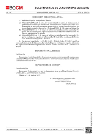 Orden 893/2022, de 21 de abril, de la Consejería de Educación, Universidades, Ciencia y Portavocía, por la que se regulan ...