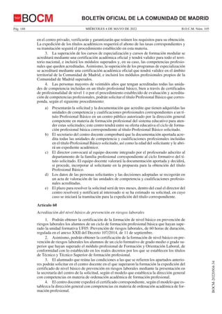 Orden 893/2022, de 21 de abril, de la Consejería de Educación que regula las enseñanzas de formación profesional del siste...