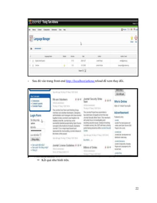 22
- Sau đó vào trang front-end http://localhost/athena reload để xem thay đổi.
 Kết quả như hình trên.
 