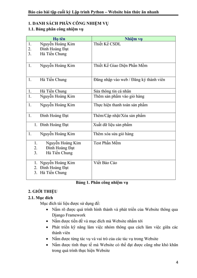 Báo cáo bài tập cuối kỳ lập trình python đề tài xây dựng website bán ...