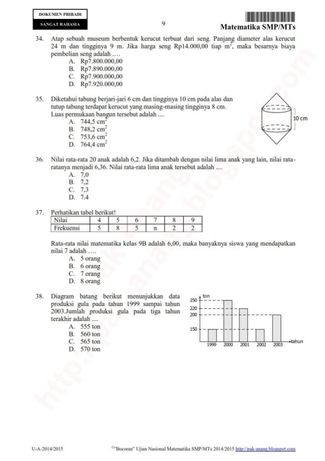 Bocoran Soal Un Matematika Smp 2015 By Pak Anang Blogspot Com