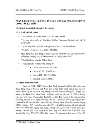 Báo Cáo Thực Tập Tại Công Ty Tnhh Mtv Cao Su Lộc Ninh