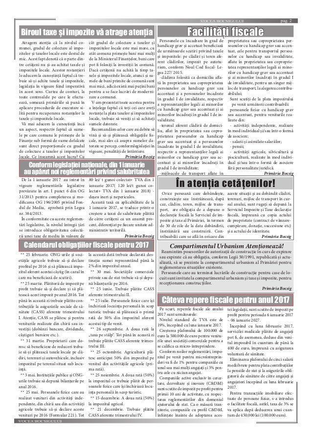 Ziarul Comunei Bocsig Ianuarie 2017