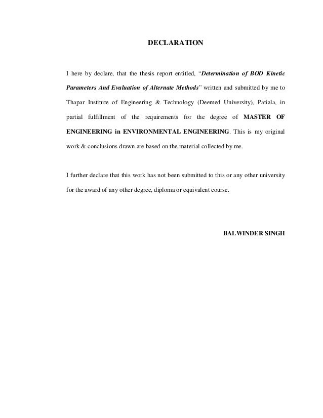 Master thesis statutory declaration