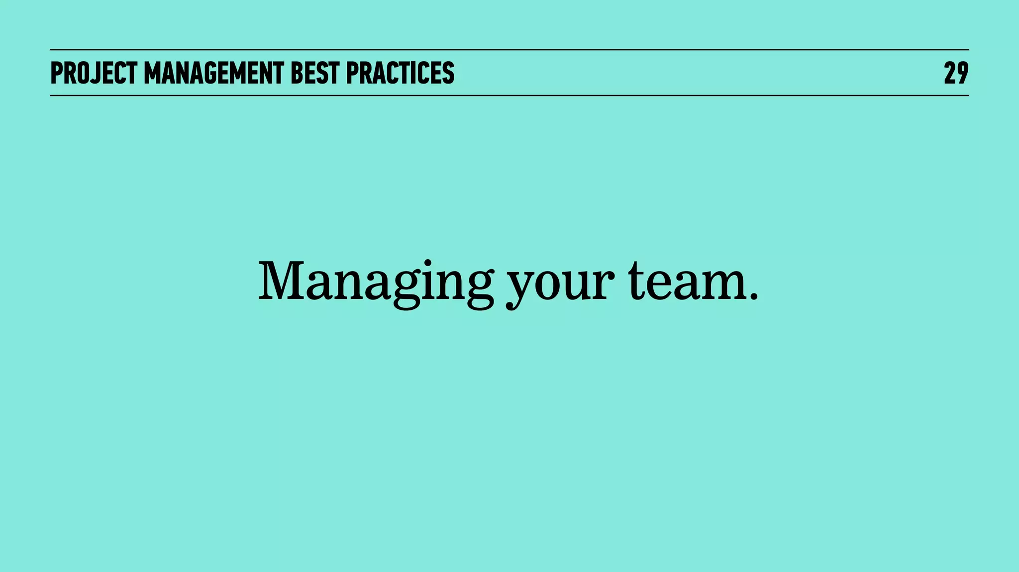 PROJECT MANAGEMENT BEST PRACTICES

Managing your team.

29

 