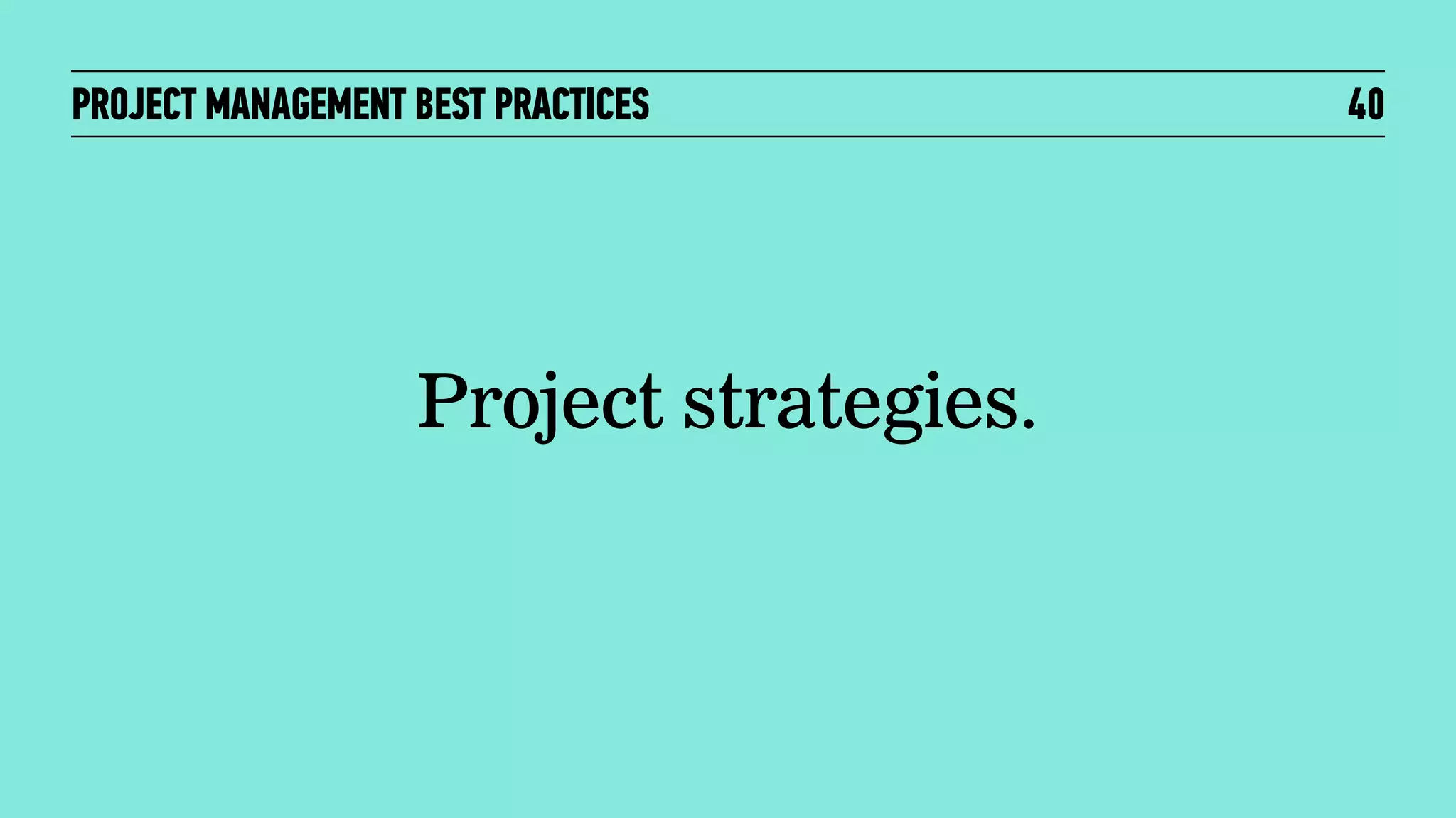 PROJECT MANAGEMENT BEST PRACTICES

Project strategies.

40

 