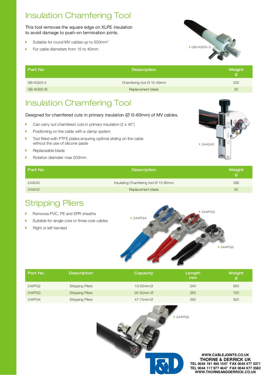 Boddingtons Cable Sheath Stripping Tools for LV HV Cable Jointers