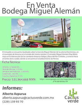 Bodega Ave.Miguel Aleman, Veracruz.