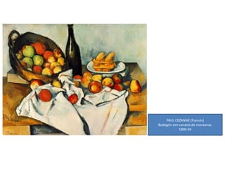 PAUL CEZANNE (francés)
Bodegón con canasta de manzanas.
1890-94
 