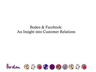 Boden & Facebook:
An Insight into Customer Relations
	
  
1	
  
 