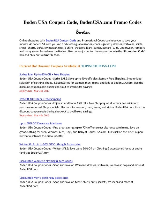 Boden USA Coupon Code