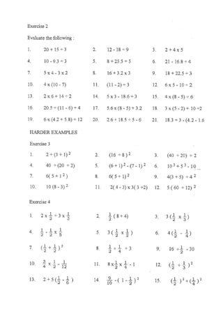 Bodmas sheets | PDF