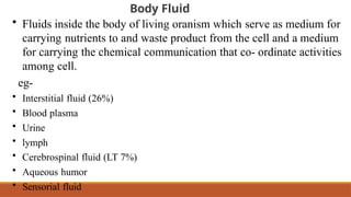Comprehensive Overview of Body Fluids and Blood: Composition, Functions ...