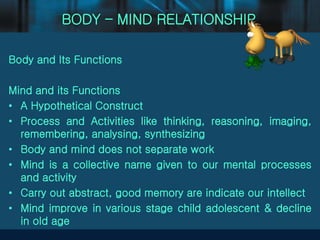 Body mind relationship by s.lakshmanan psychologist