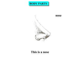 nose
This is a nose
BODY PARTSBODY PARTS
 