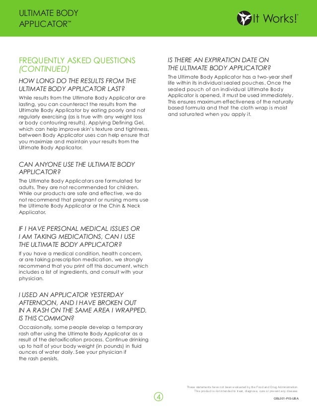 body applicator product information it works wraps information