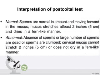 Interpretation of postcoital test 
 