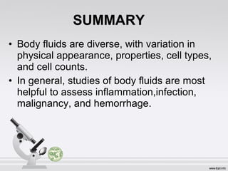 Body fluid analysis | PPT