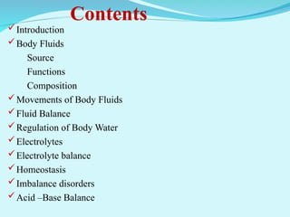 Comprehensive Overview of Body Fluids and Electrolyte Balance in Human ...