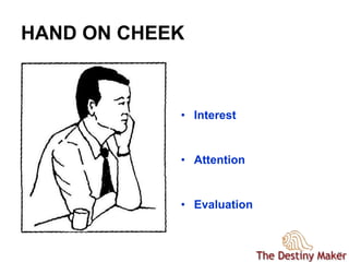 1111
HAND ON CHEEK
• Interest
• Attention
• Evaluation
 