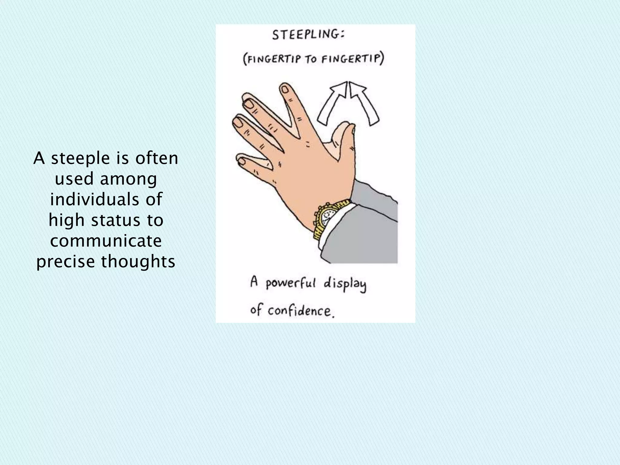 A steeple is often
used among
individuals of
high status to
communicate
precise thoughts
 