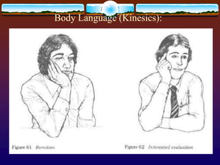 Body Language (Kinesics):
 