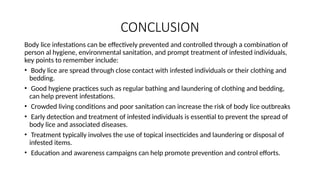 Infested Body Body lice in adults and children in a society | PPTX