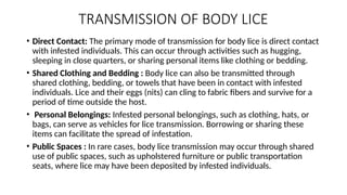 Infested Body Body lice in adults and children in a society | PPTX