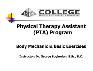 Body mechanics & basic exercise | PDF