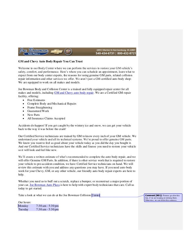Bowman Auto Center >> Gm And Chevy Auto Body Repair You Can Trust Bowman Auto Center >> Gm And Chevy Auto Body Repair You Can Trust