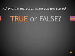 Adrenaline increases when you are scared
 