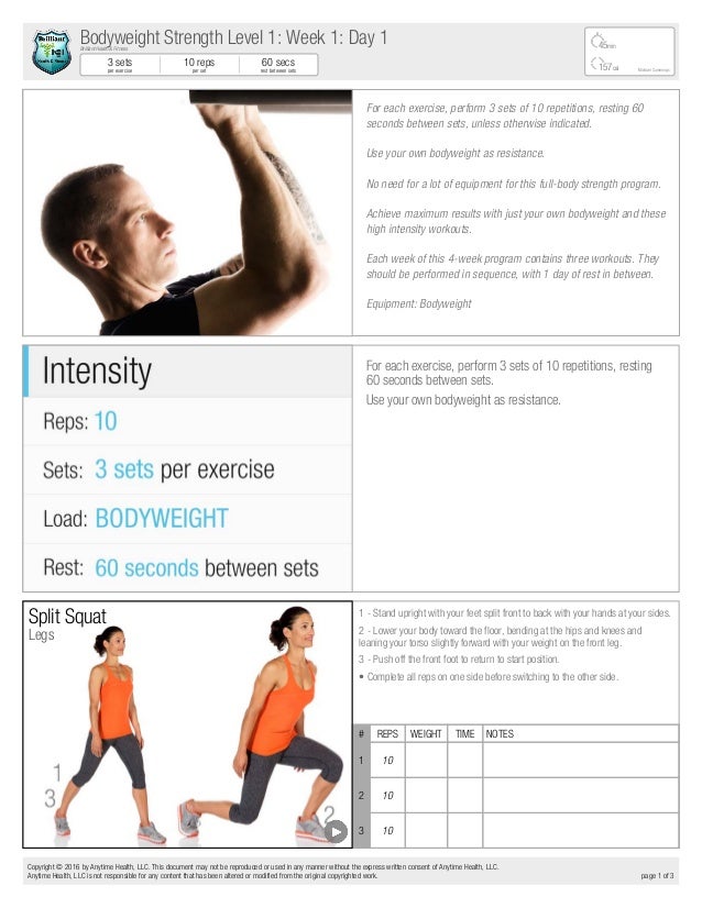 Example Brilliant Health and Fitness Workout