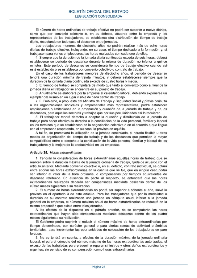 Boe ESTATUTO DE LOS TRABAJADORES ULTIMA VERSIÓN