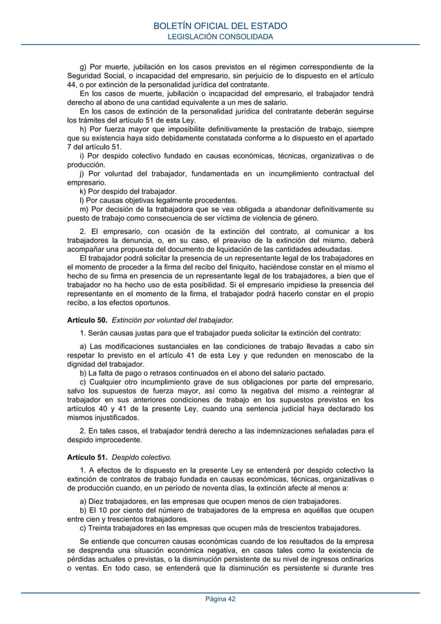 Boe ESTATUTO DE LOS TRABAJADORES ULTIMA VERSIÓN