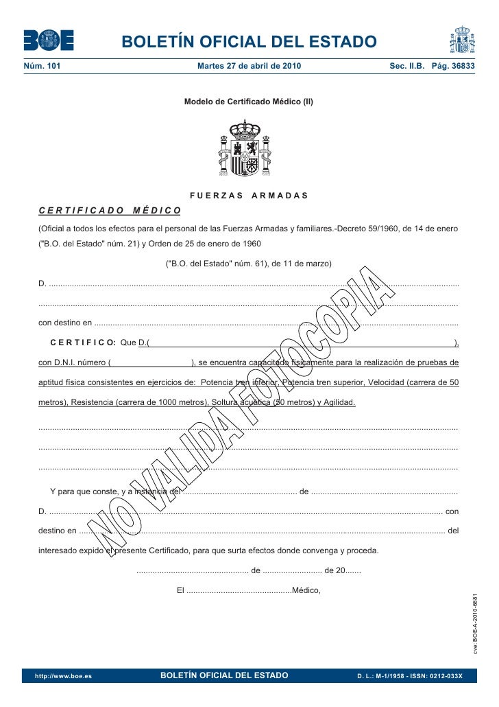 Modelo de Certificado Médico Oficial