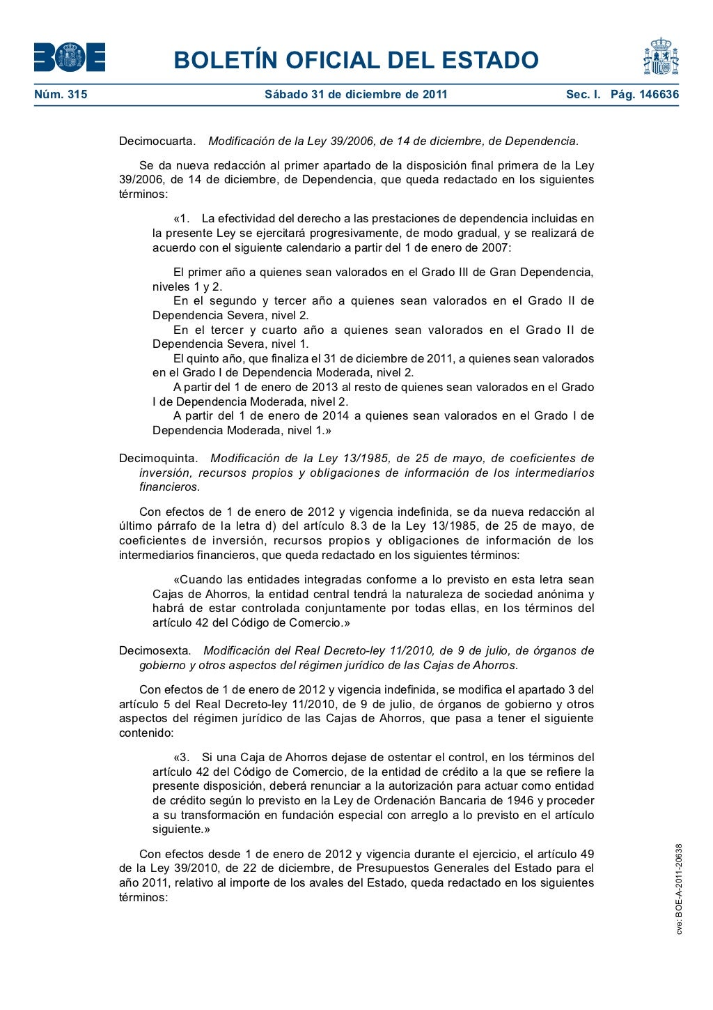 Real DecretoLey 20/2011, de 30 de